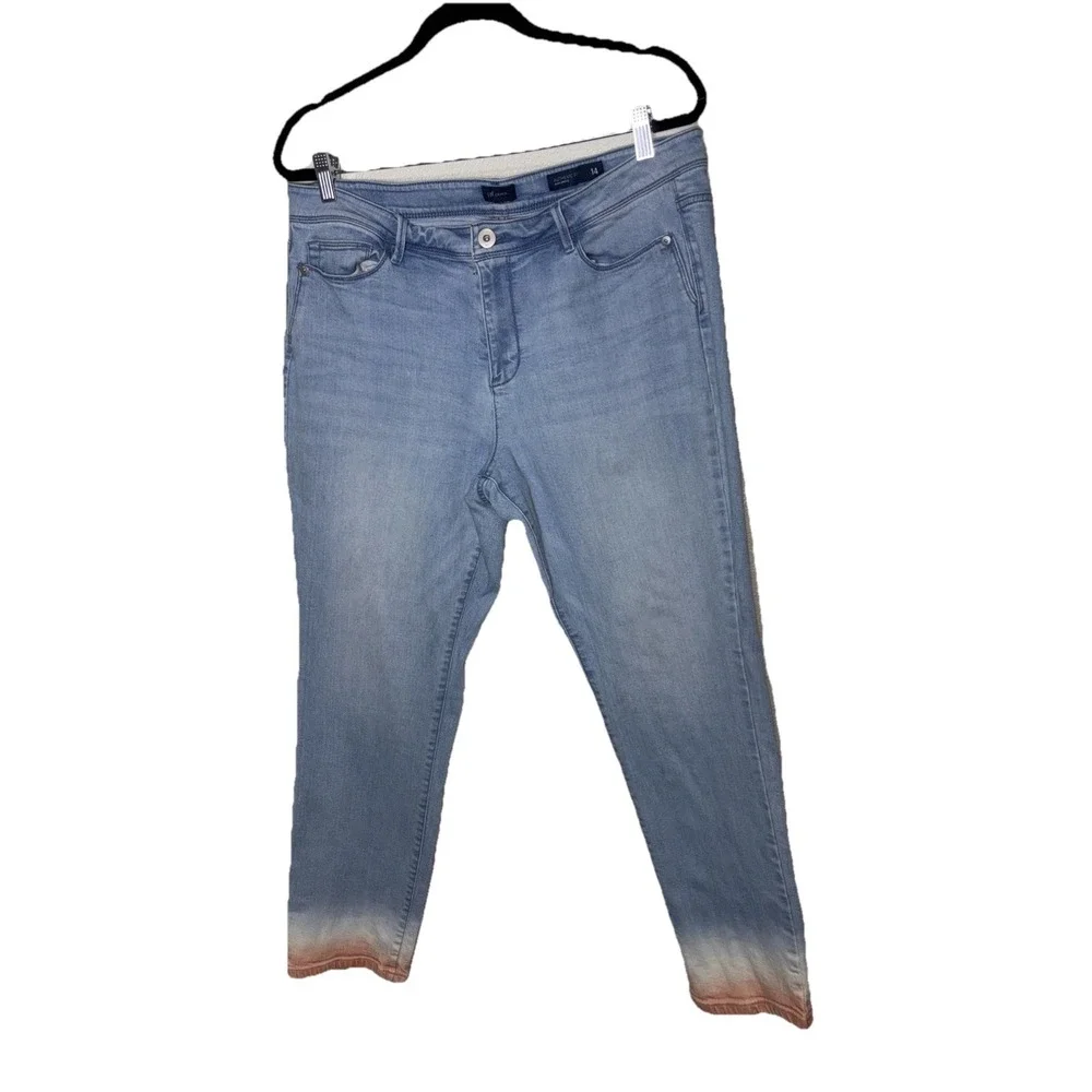 J. Jill Denim Authentic Fit Slim Ankle Jeans Blue Ombre Dip Dye Womens‎ Size 14
